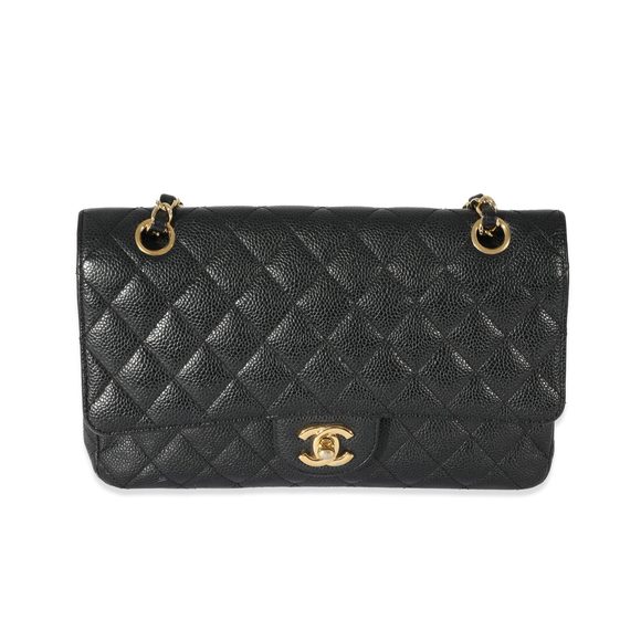 Chanel Black Quilted Caviar Medium Double Flap Bag - Picture 1 of 8